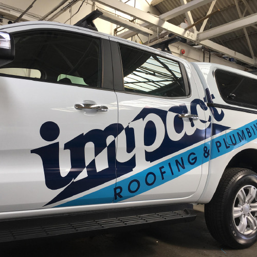 Impact Roofing and Plumbing car wrap by ProSigns