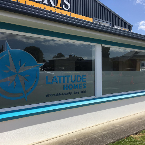 Latitude Homes window decal by ProSigns